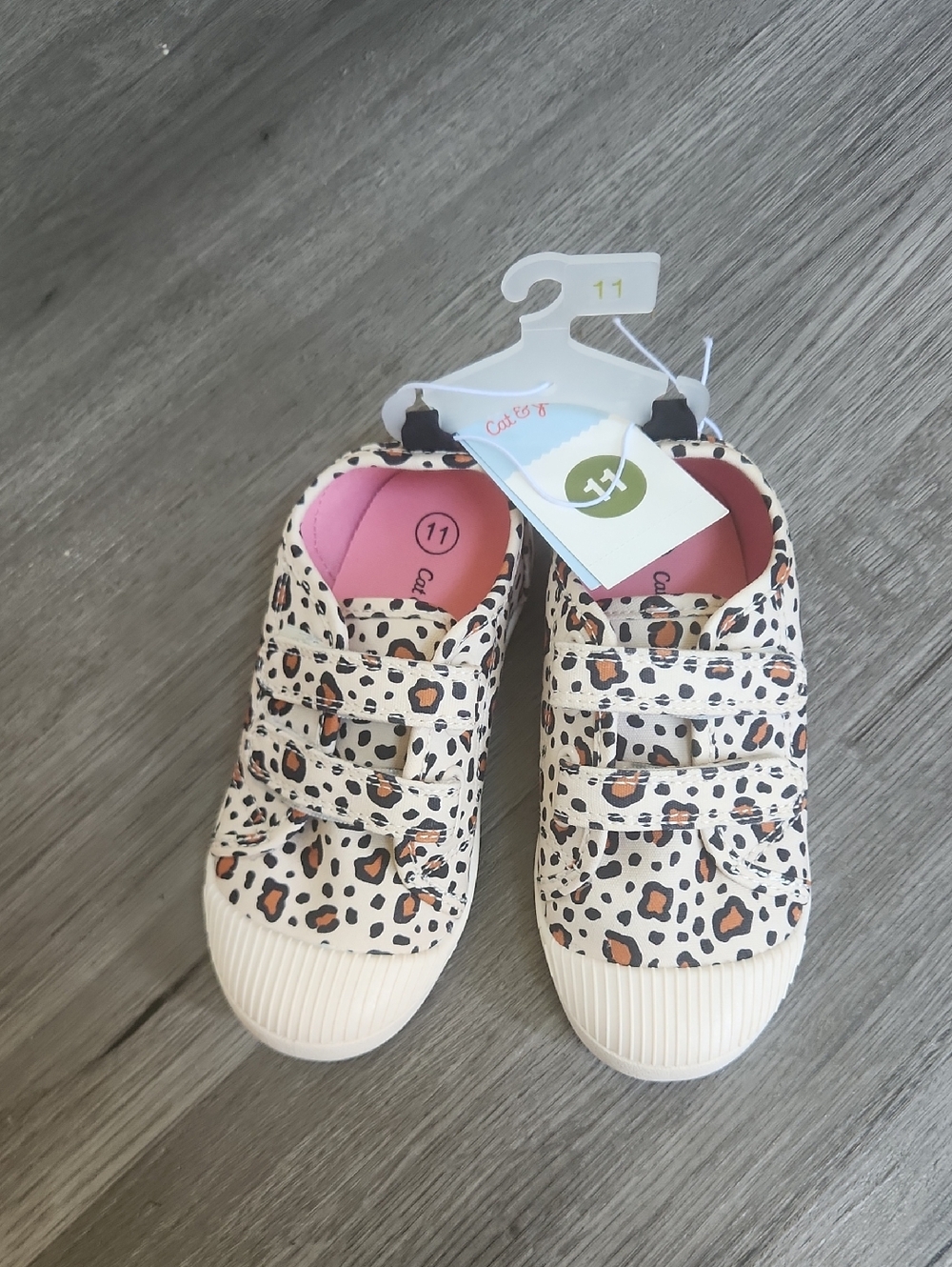 Cat & Jack Leopard Print Hook-and-Loop Sneakers - Pink and Brown